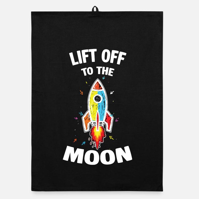 Space Rocket Scribble Lift Off To The Moon Organic dish towel
