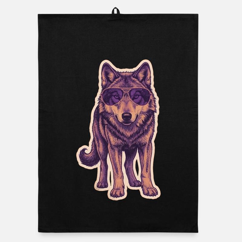 Loup avec des lunettes de soleil Torchon bio