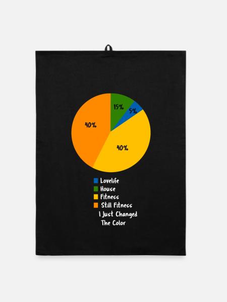 Funny Fitness Routine Pie Chart Humor - Organic dish towel - black - Front