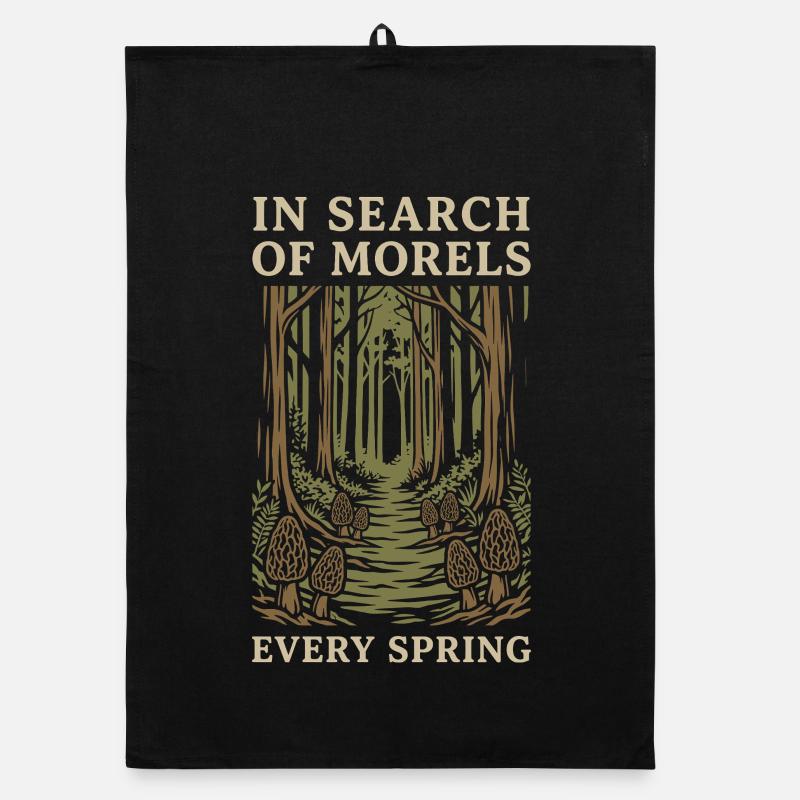 Morchelpilz-jäger Wilde Morchelpilze Auf Organic Geschirrtuch