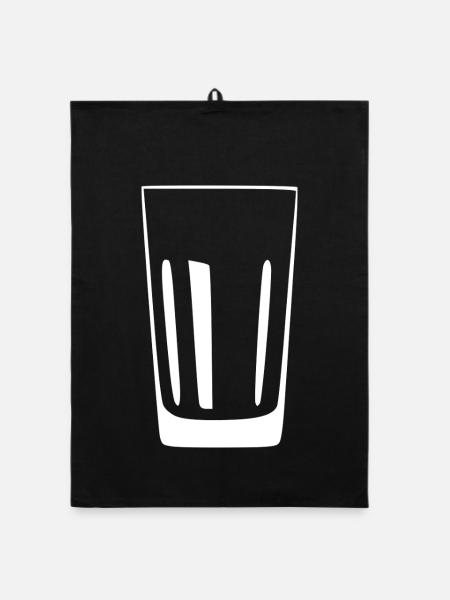 Cadeau gastronomique en verre pour les verres Long Drinks - Torchon bio - noir - Devant
