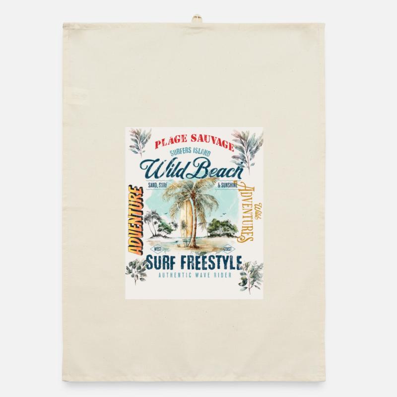 Wild Beach Surfing Authentic Design Atmosphere Organic dish towel