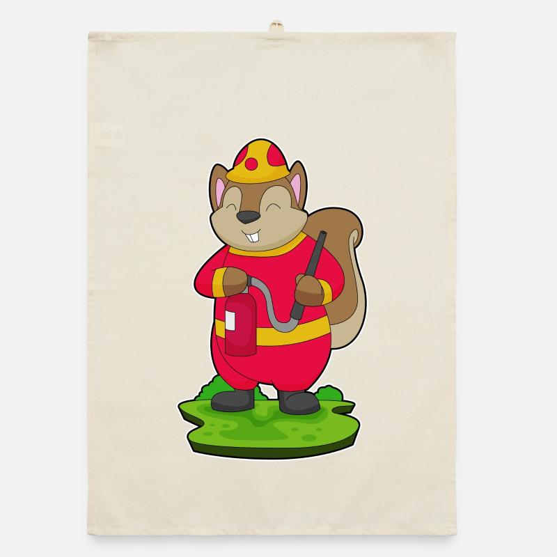 Squirrel Firefighter Fire Extinguisher Fire Brigade Organic dish towel