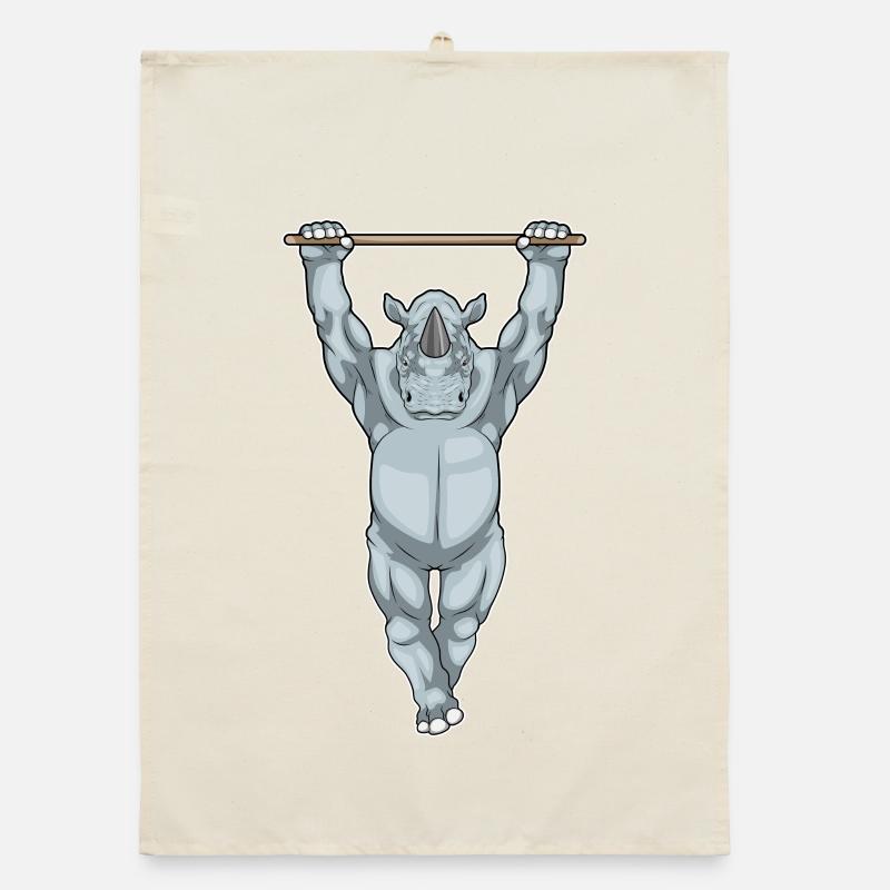 Rhino Bodybuilder Pull-Ups Bodybuilding Organic dish towel