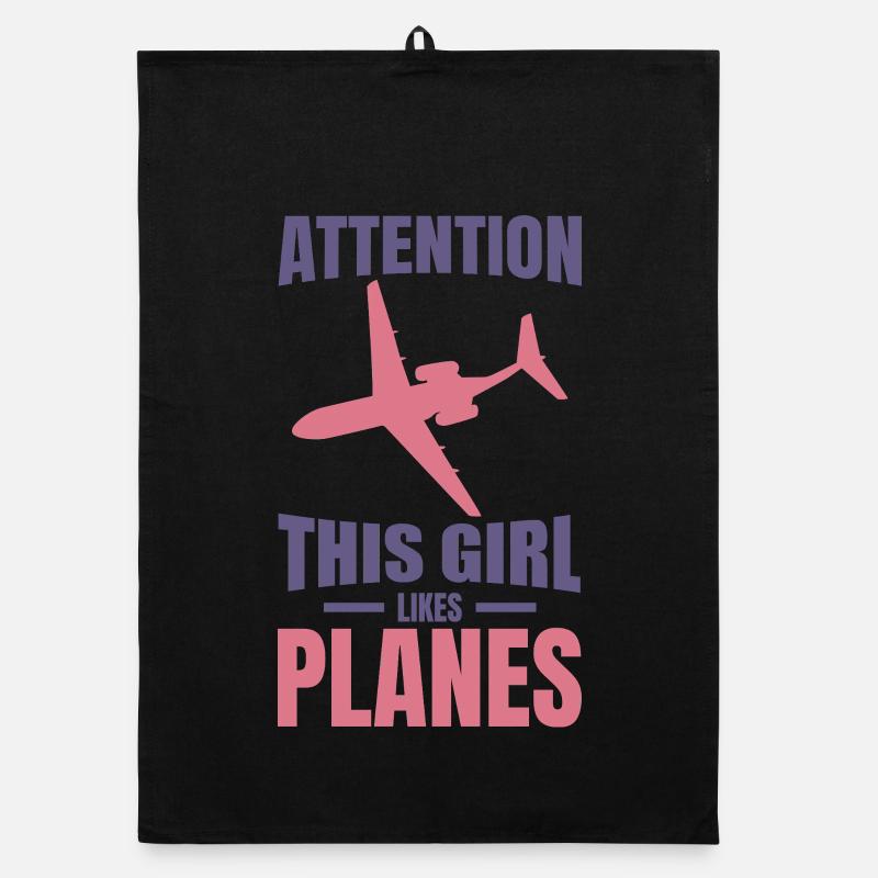 Flugzeug Mädchen Organic Geschirrtuch