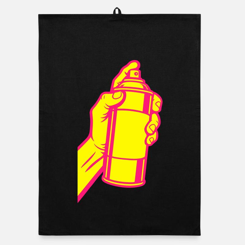 Graffiti Spray Can Pop Art - Organic dish towel - black
