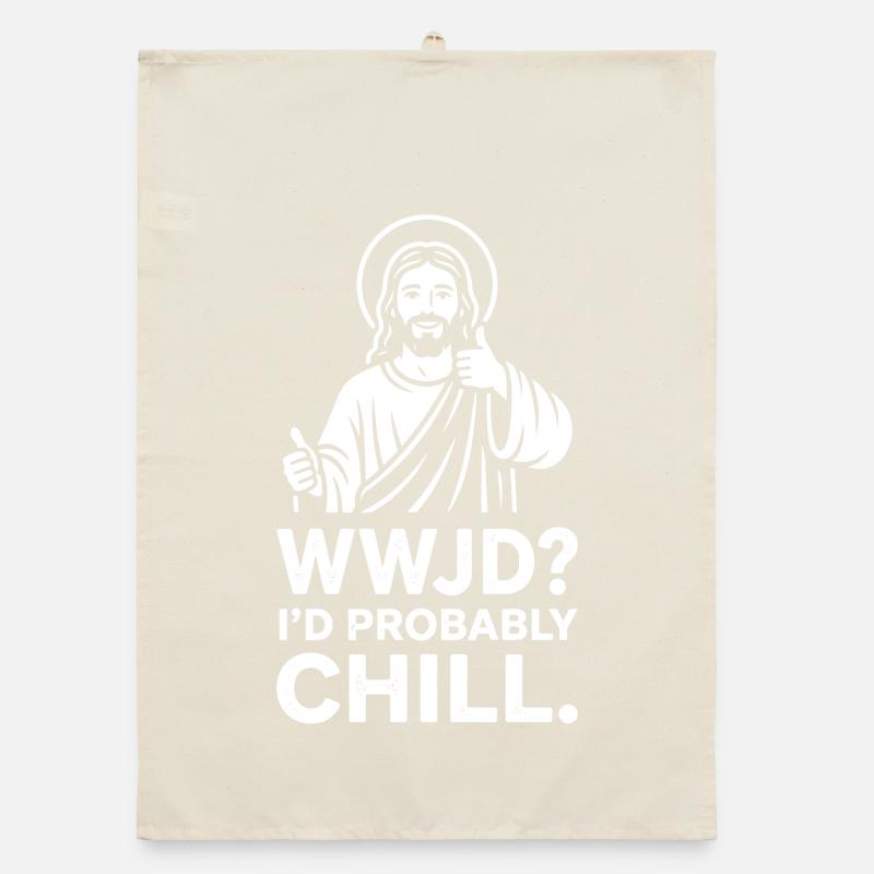 WWJD ? Chill Jesus Illustration Torchon bio