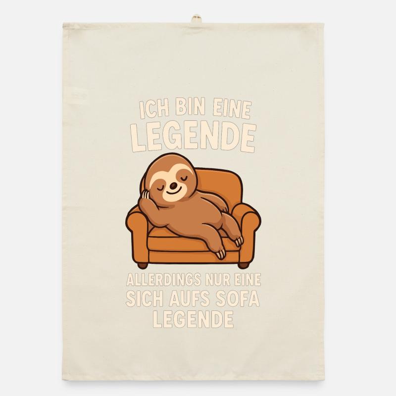 Faultier Sofa Legende Lustiger Spruch Organic Geschirrtuch