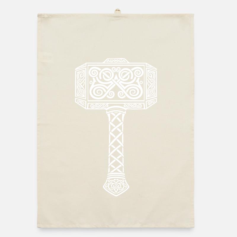Mjölnir Marteau de Thor Viking Mascotte Nordique Torchon bio