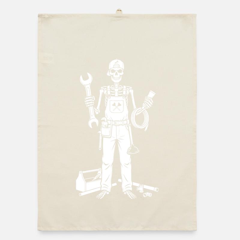 Skeleton Mechanic with Tools Organic dish towel