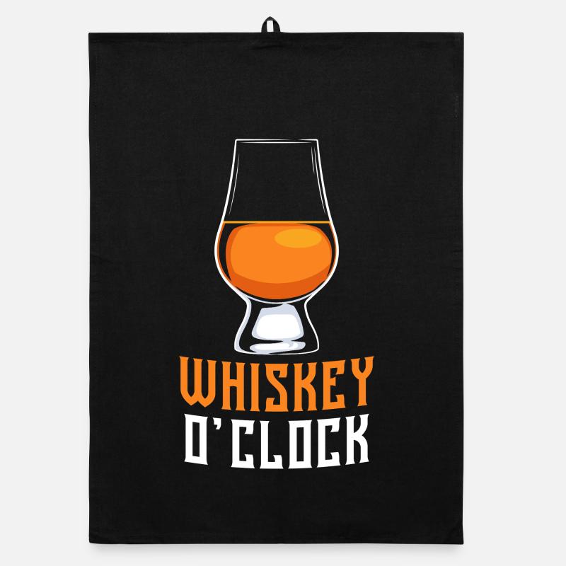 Whiskey O'Clock Scotch Glass Quote Design Organic dish towel