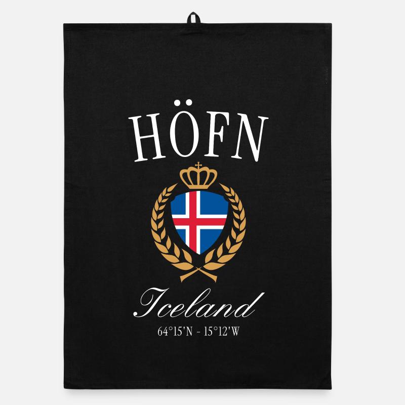 Höfn Island Wappen Krone – Reise Souvenir Organic Geschirrtuch