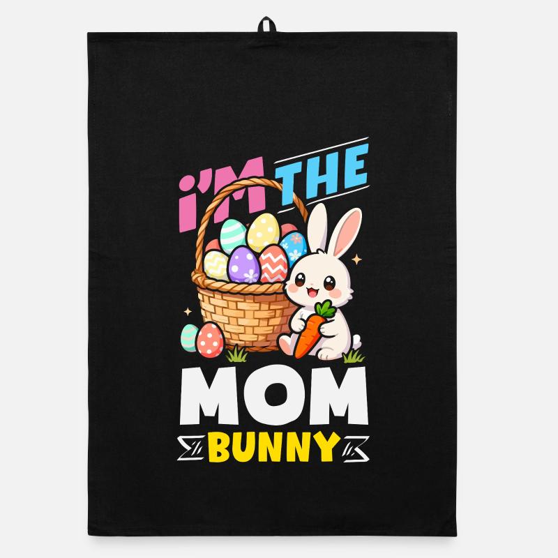 Joyeuse Pâques, douce chasse aux œufs du lapin, œufs de Pâques Torchon bio
