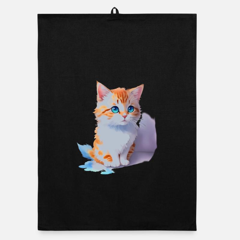cute cat Organic dish towel