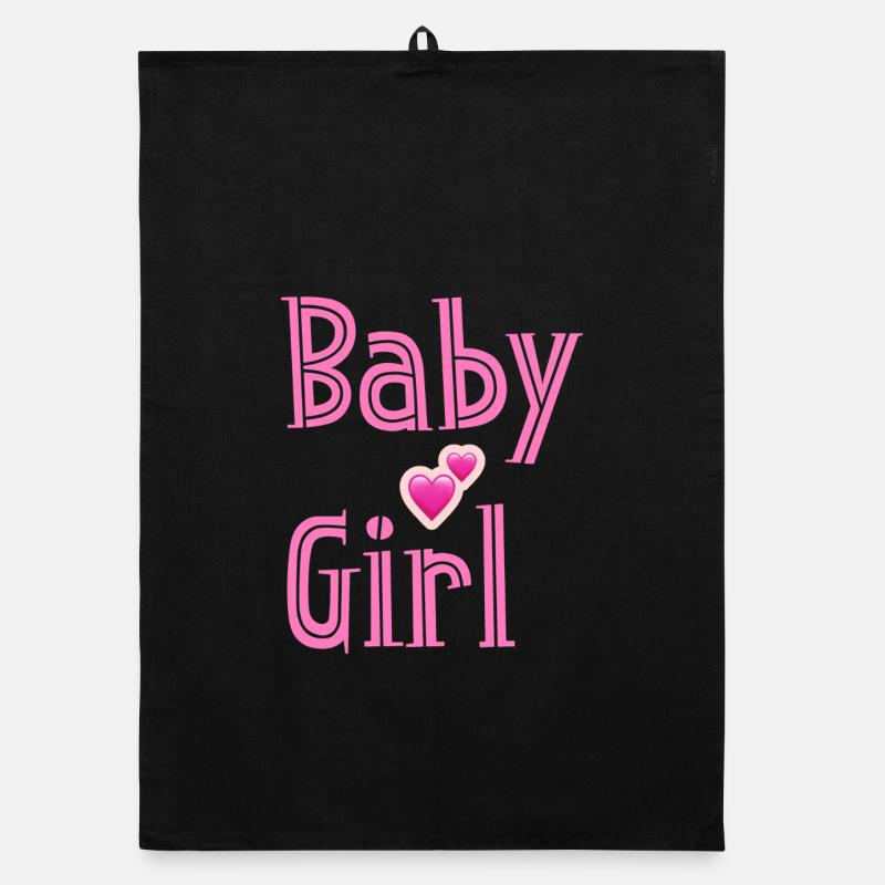 Conception de cœurs roses pour bébé fille - Torchon bio - noir