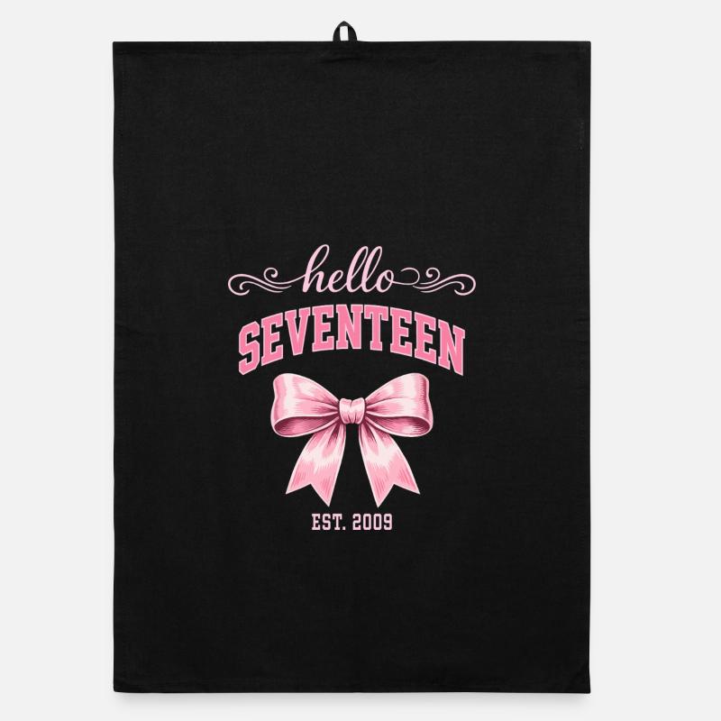 Hello Seventeen 17 Ans Est 2009 Anniversaire Nœud Torchon bio