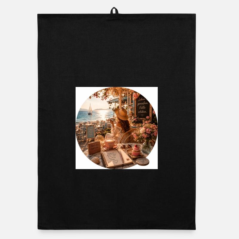 Summer Magic Beach Cafe Organic dish towel