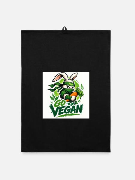 Devenez végétalien - Torchon bio - noir - Devant