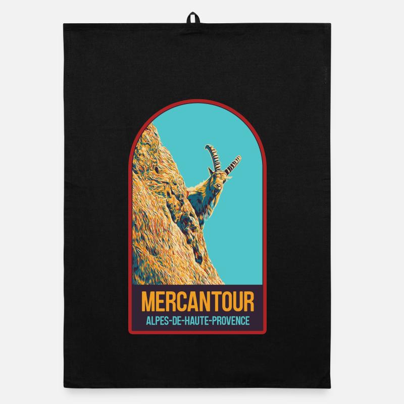 Steinbock-Illustration in der Mercantour Organic Geschirrtuch