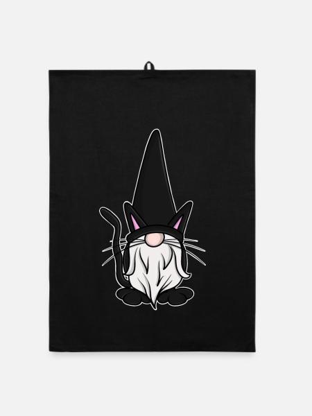 Chats Gnomes Gnomes - Torchon bio - noir - Devant