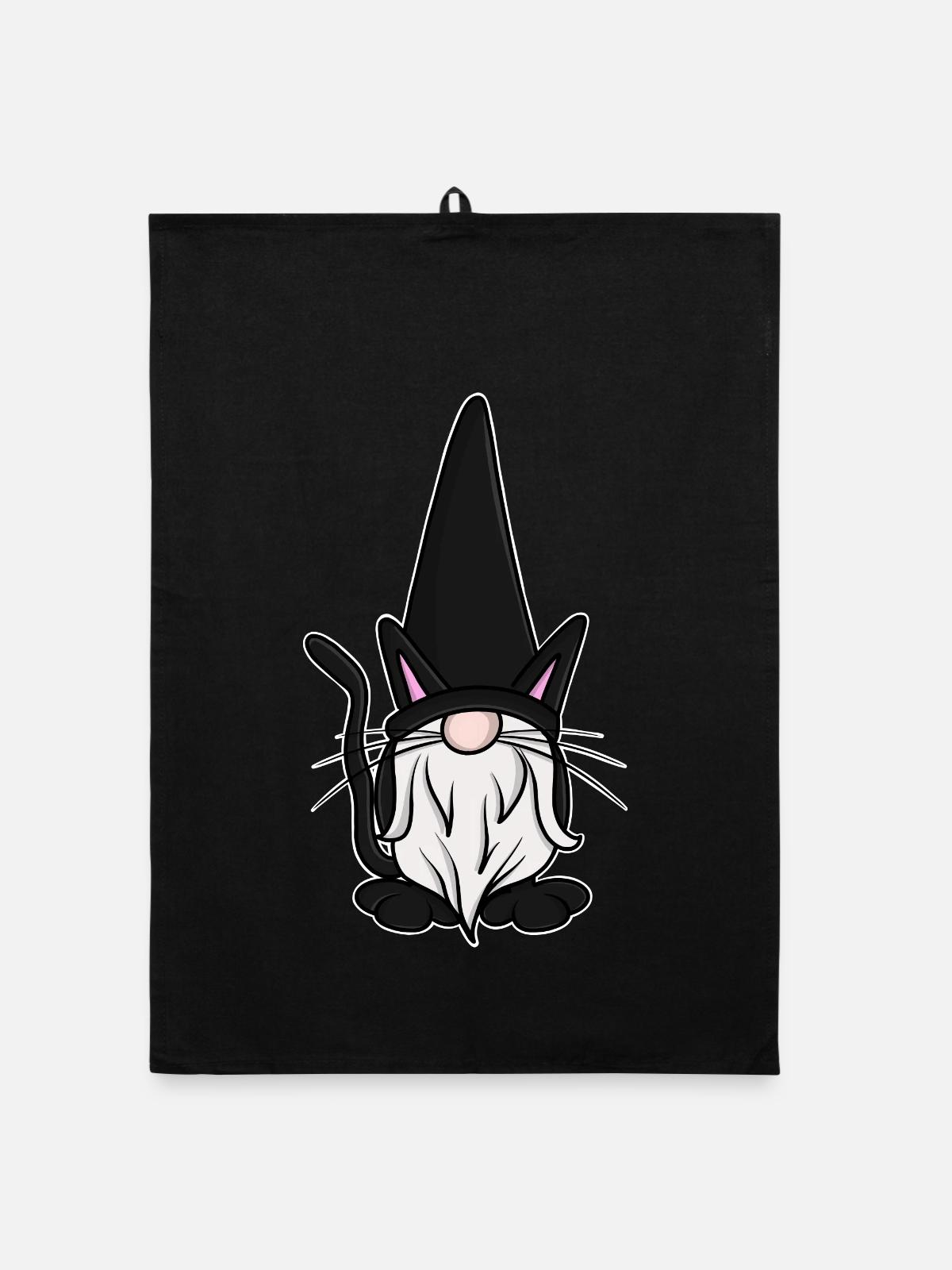 Chats Gnomes Gnomes - Torchon bio - noir - Devant