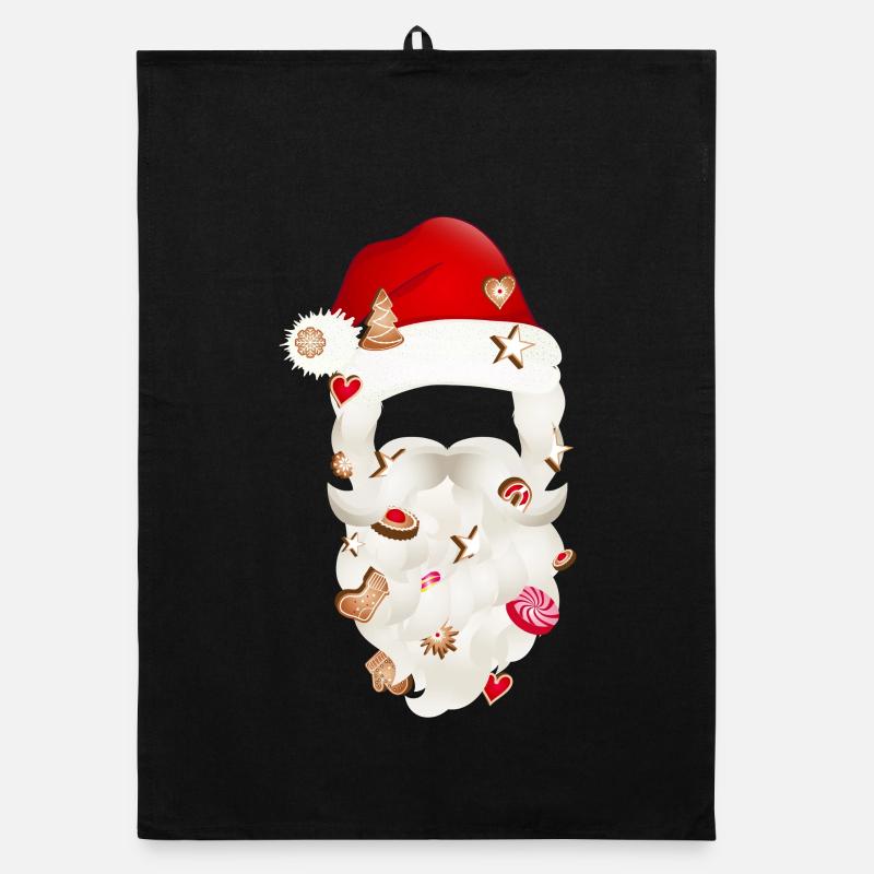Santa Claus Bart gespickt mit Weihnachtsplätzchen Organic Geschirrtuch