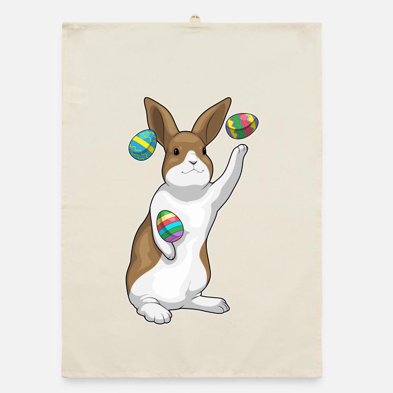 Bunny Easter Juggling Organic dish towel