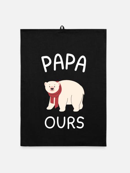 Papa Ours Écharpe Rouge - Torchon bio - noir - Devant