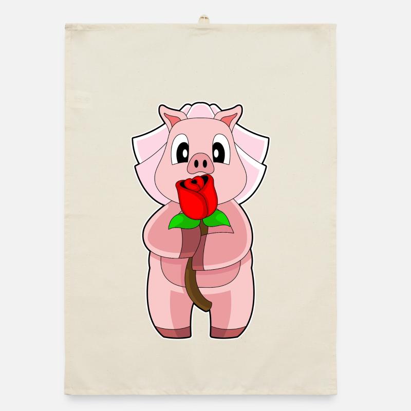 Cochon Mariée Rose Noces Torchon bio