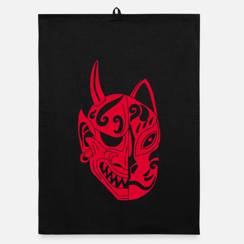 Japanese Red Demon Cat Organic dish towel