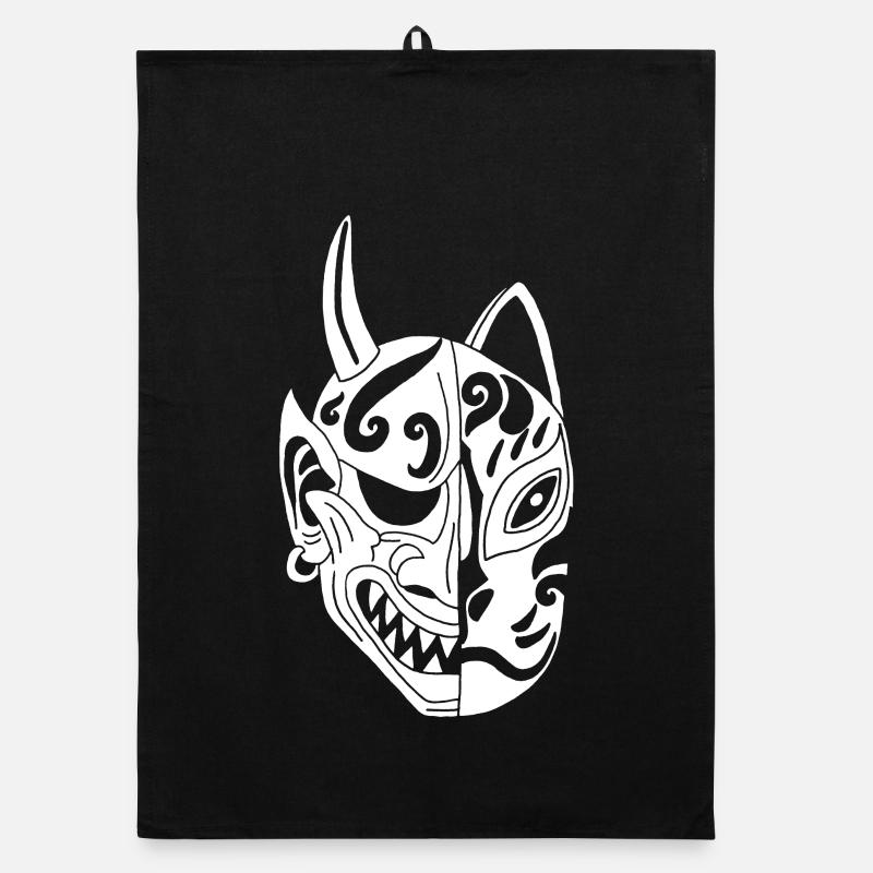 Japanese White Demon Cat Organic dish towel