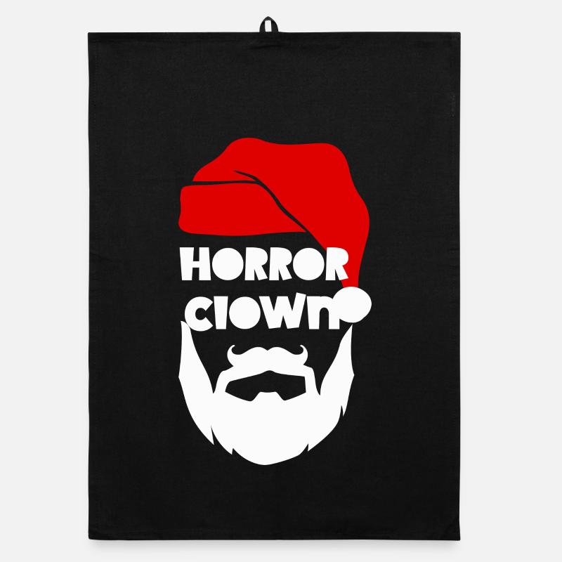 Horreur Clown Père Noël - Torchon bio - noir