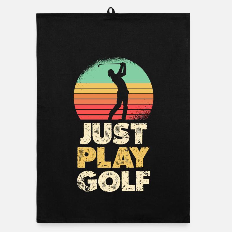 Just Play Golf Retro Sunset Organic dish towel
