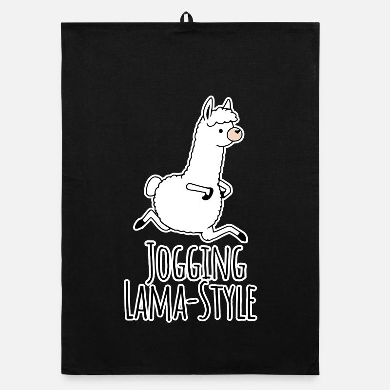 Lama-Style Jogger! Albern laufen und Spaß dabei! - Organic Geschirrtuch - Schwarz