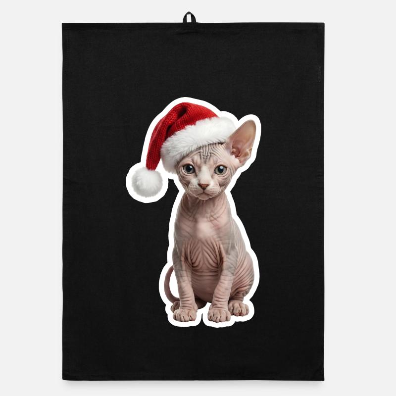 Chat Sphinx - Chaleureux à Noël Torchon bio