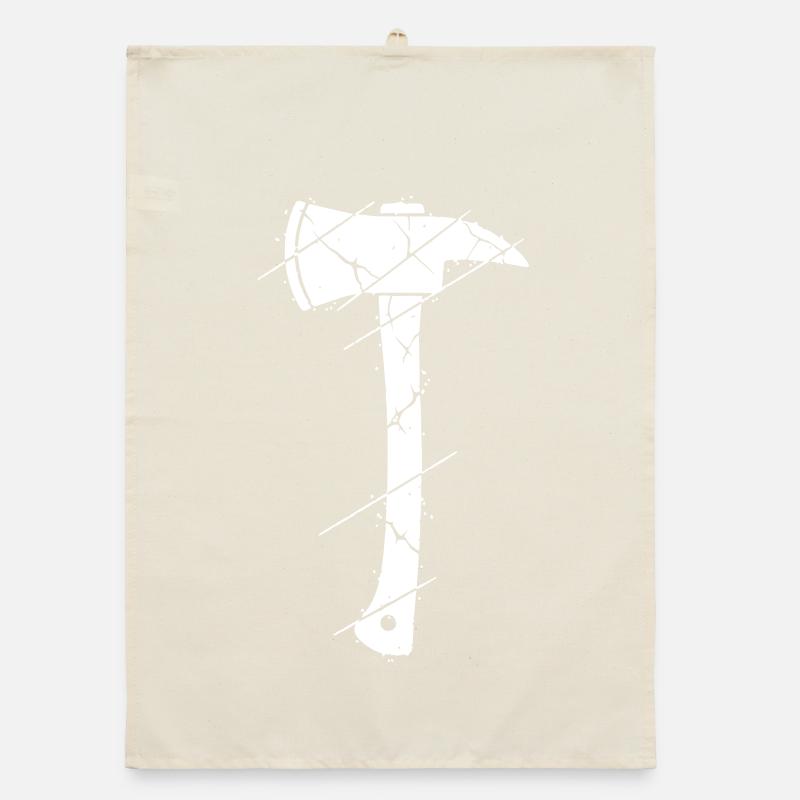 Firefighter Axe Hatchet Grunge Cracked Vector Organic dish towel