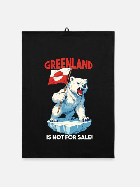 Greenland Is Not For Sale Arctic Polar Bear - Organic Geschirrtuch - Schwarz - Vorne