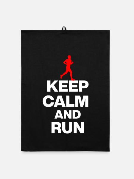 KEEP CALM AND RUN! FOR JOGGERS AND MARATHONERS sw - Organic dish towel - black - Front
