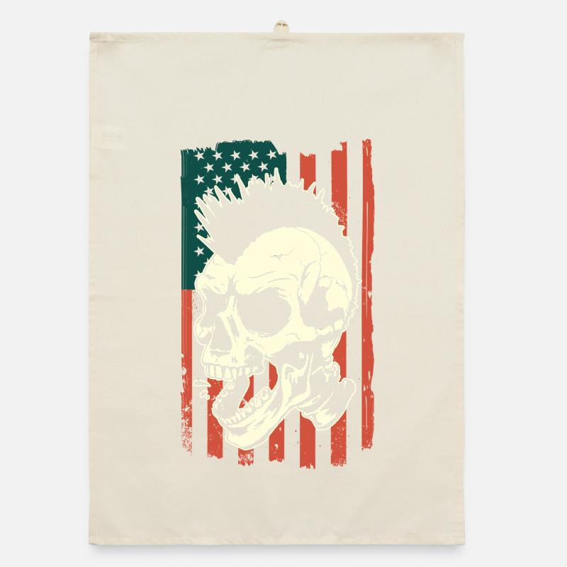 Punk Schädel auf US-Flagge Organic Geschirrtuch