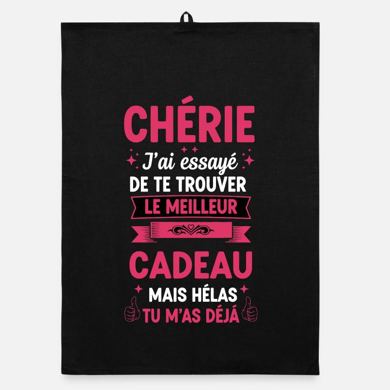 Cadeau Original Chérie Saint Valentin Amour Couple Torchon bio