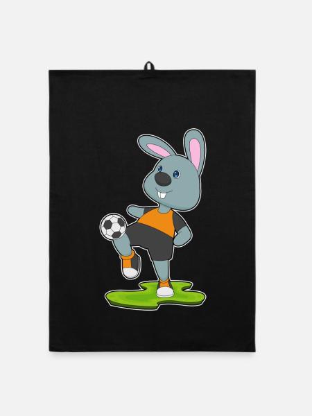 Joueur de football Bunny Sports de football - Torchon bio - noir - Devant