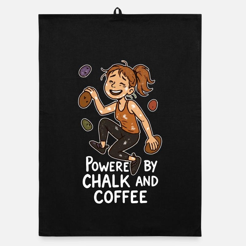 Bouldering, Chalk & Coffee: Tired Climber Comic Organic dish towel