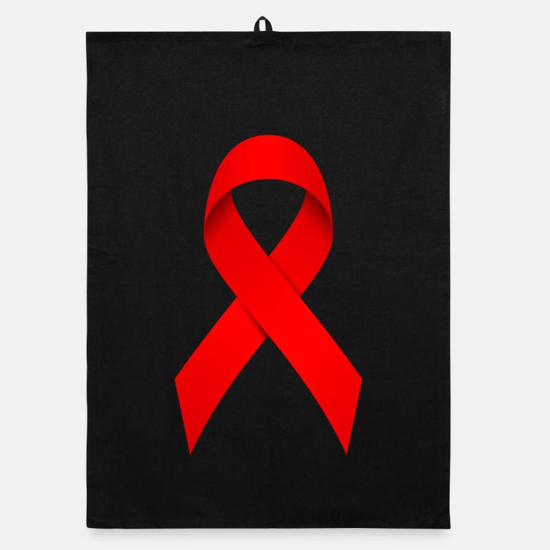 Red Ribbon Awareness Theme Organic dish towel