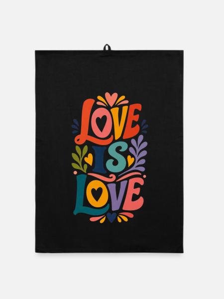 Love Is Love Vintage 70s Pride Motiv CSD Parade - Organic Geschirrtuch - Schwarz - Vorne