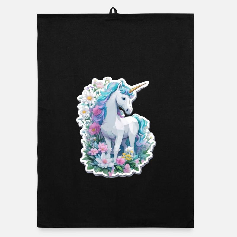 Einhorn im Blumengarten Organic Geschirrtuch
