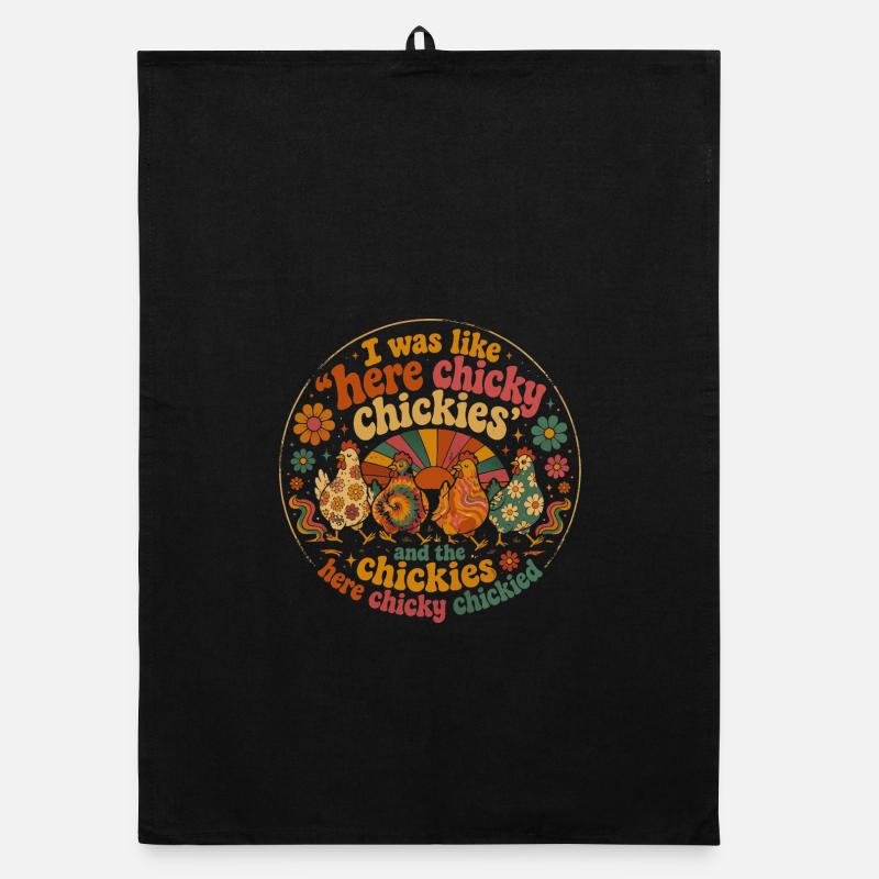 Hen Humor Retro Groovy Farmer Gift Organic dish towel