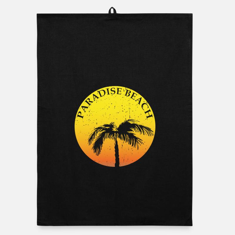 Paradise Beach CLAIM round with palm tree Organic dish towel