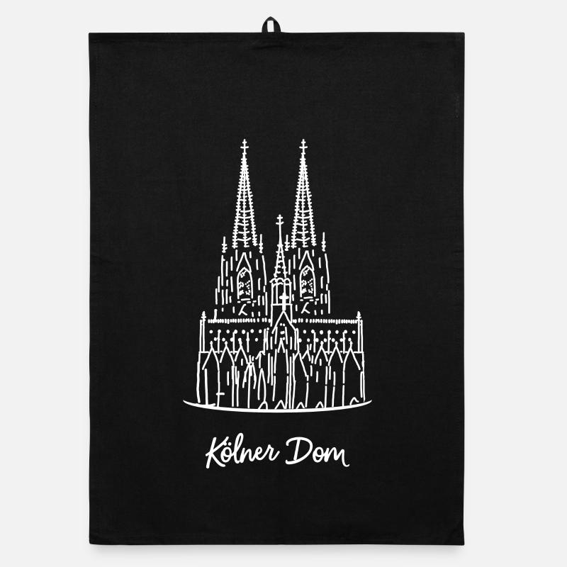 Köln, Kölner Dom, Türme - Organic Geschirrtuch - Schwarz