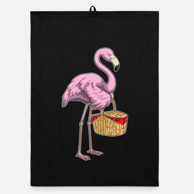 Flamingo Picknick Korb Organic Geschirrtuch