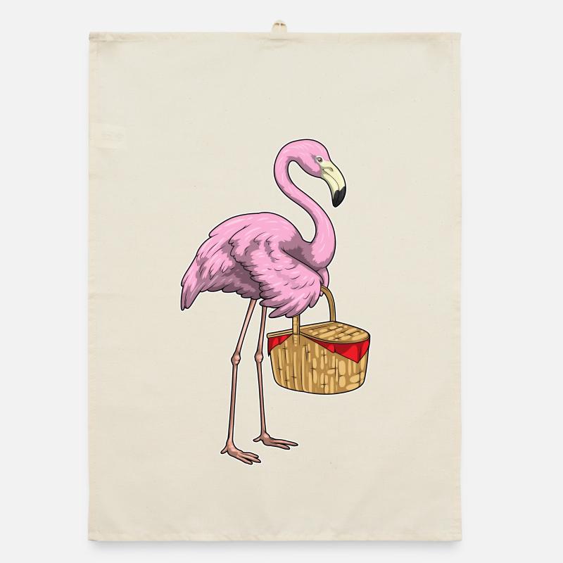 Flamingo Picnic Basket Organic dish towel